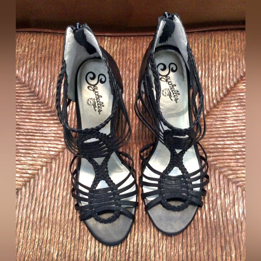 Black Leather Strapped Heels